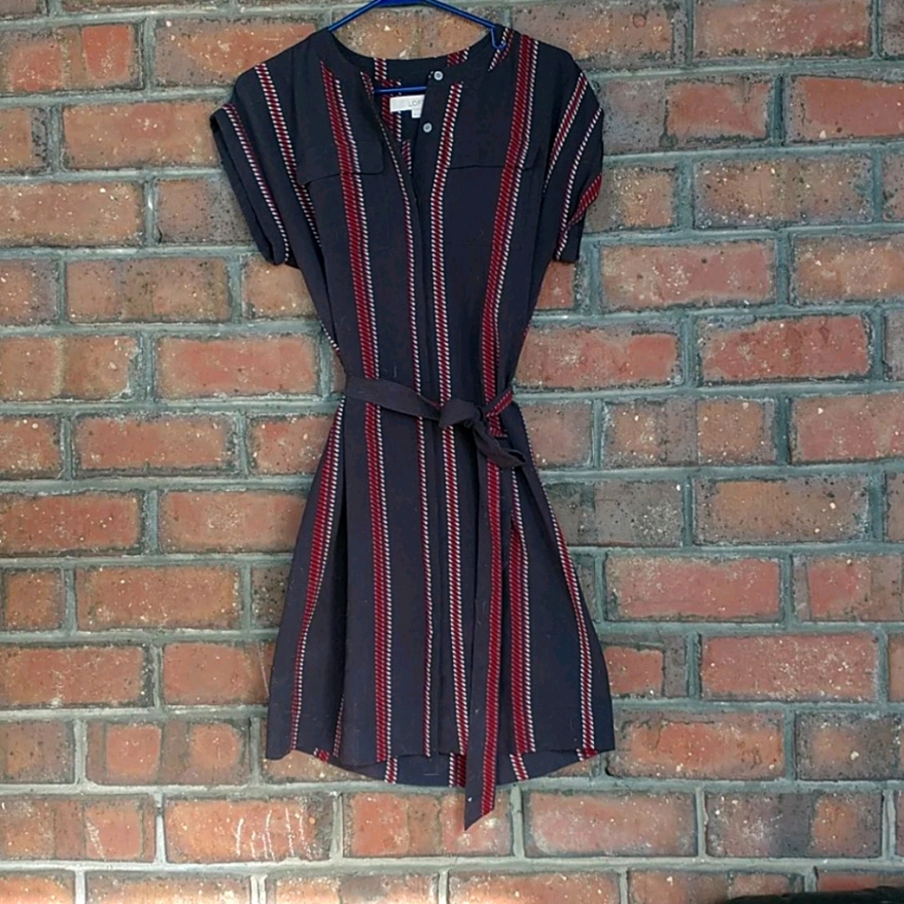 Loft petite belted button up dress